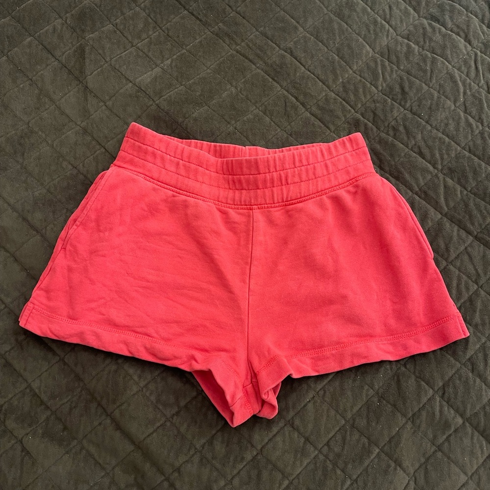 Red sweat shorts